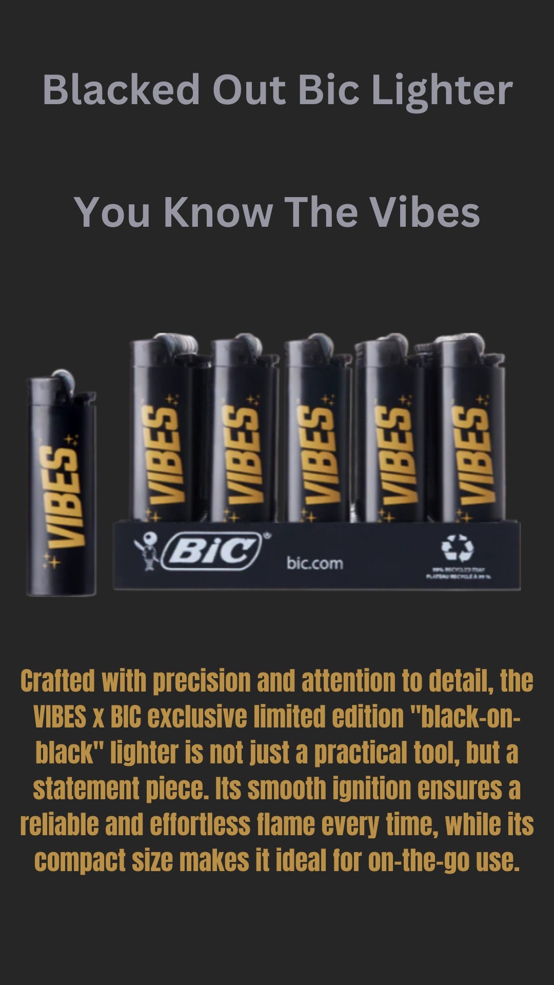 VIBES  Exclusive Limited Edition "Blacked Out Bic Lighter" Case