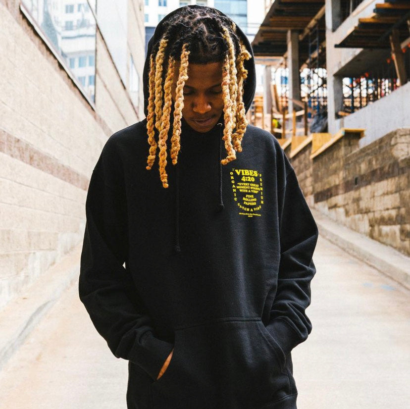 Vibes  Hoodie Black and Yellow