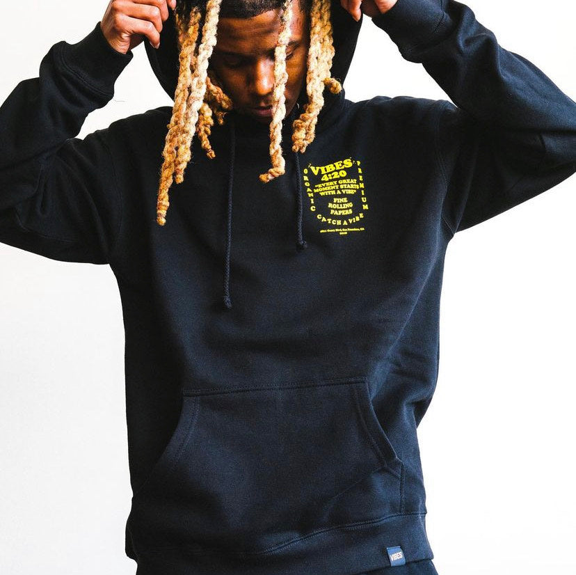 Vibes  Hoodie Black and Yellow